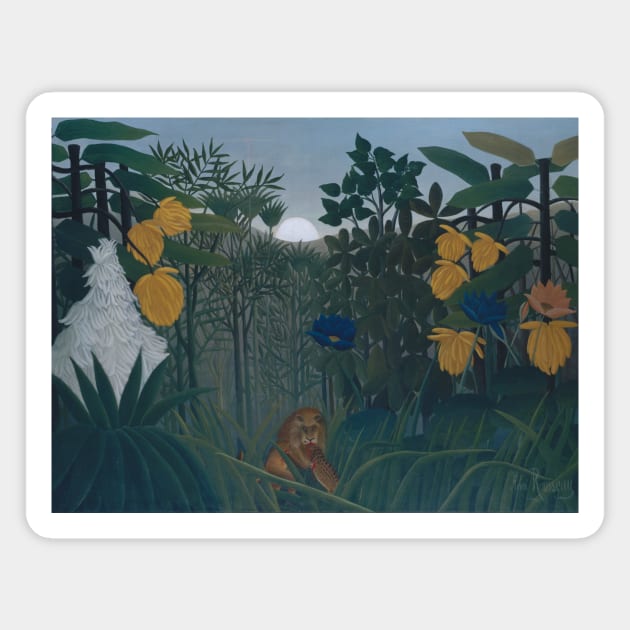 The Repast of the Lion by Henri Rousseau Magnet by Classic Art Stall